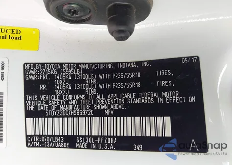 2017 Toyota Sienna Limited 7 Passenger from USA, damaged, VIN 5TDYZ3DCXHS859720